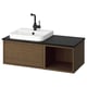 ÄNGSJÖN / BACKSJÖN Wash-stand/wash-basin/tap, brown oak effect/black marble effect, 102x49x41 cm