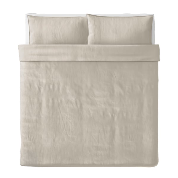 ÄNGSLILJA Duvet cover and 2 pillowcases, light grey-beige, 240x220/50x80 cm