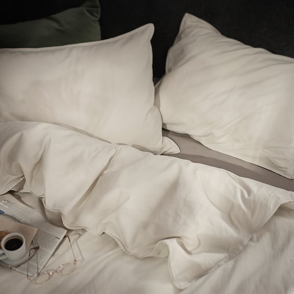 ÄNGSLILJA Duvet cover and 2 pillowcases, light grey-beige, 240x220/50x80 cm