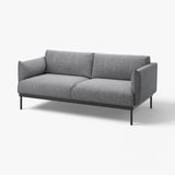 Modern grey ÄPPLARYD sofa, fabric, low profile, slim legs, cosy cushions.