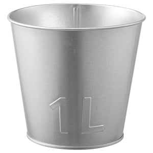 ÅKERBÄR silver galvanised steel planter, round, stackable, 1l capacity.