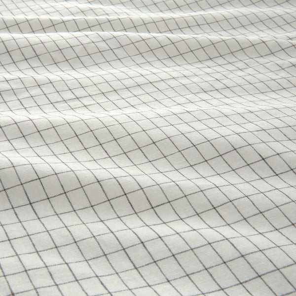 ÅKERFIBBLA Duvet cover and pillowcase, white black/check, 150x200/50x80 cm