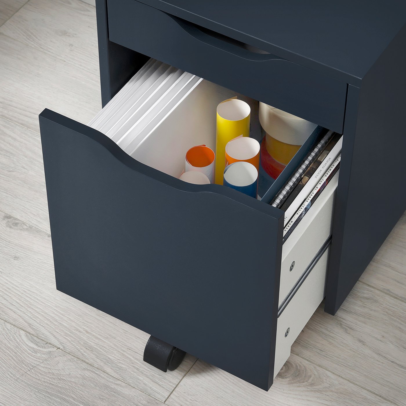 ALEX drawer unit on castors, black-blue/black, 36x50 cm - IKEA