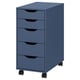 ALEX Drawer unit on castors, black-blue, 36x76 cm