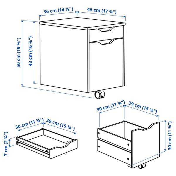 ALEX Drawer unit, white, 36x50 cm