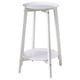 A white ALPVIDE plant stand with a round steel tray and wooden legs.