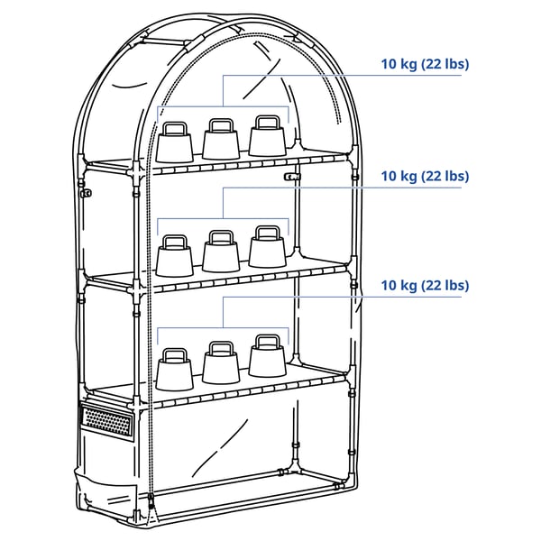 ASPAREN Greenhouse, transparent white, 95x32x162 cm