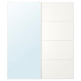 AULI / MEHAMN Pair of sliding doors, white mirror glass/double sided white, 200x236 cm