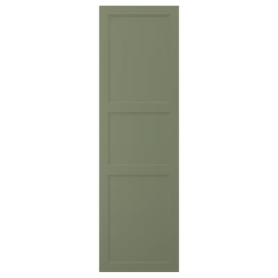 AXSTAD door in green with grey-green inset panel, rectangular and minimalist design, made from fibreboard with melamine and plastic foil.