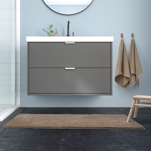 BACKMÅRA Bath mat, beige, 60x120 cm