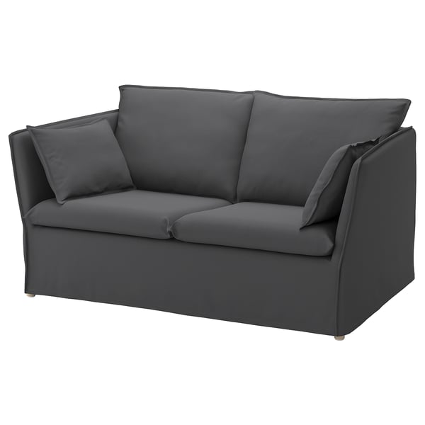 BACKSÄLEN grey sofa: modern, comfy with high back, removable cover.