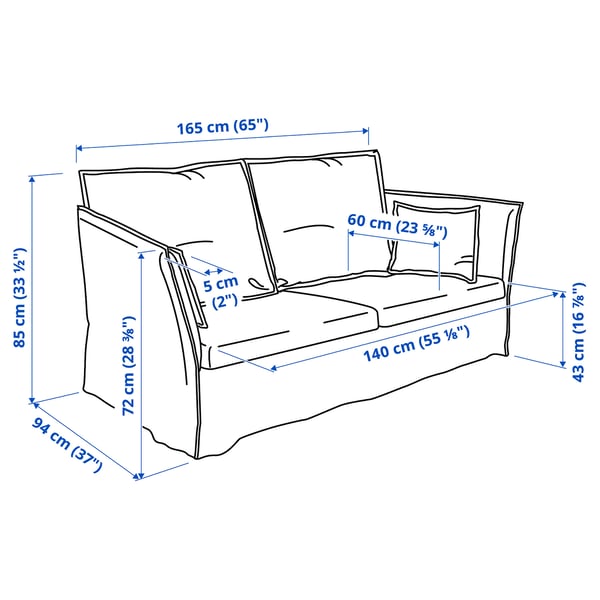 Illustration with measurements for the product: BACKSÄLEN.