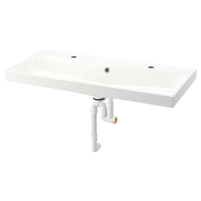 BACKSJÖN washbasin with water trap, white, 100x48 cm IKEA