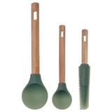 BÄCKRÖDING Spatula, set of 3, wood/dark grey-green