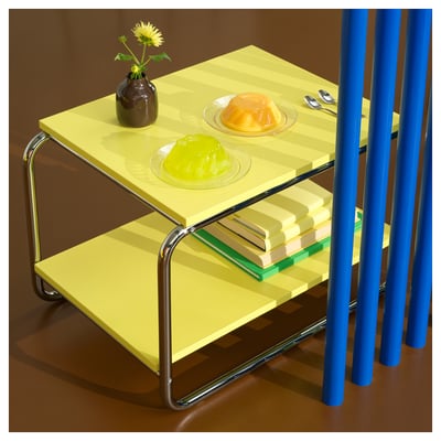 BAGGBODA Side table, light yellow, 71x50 cm