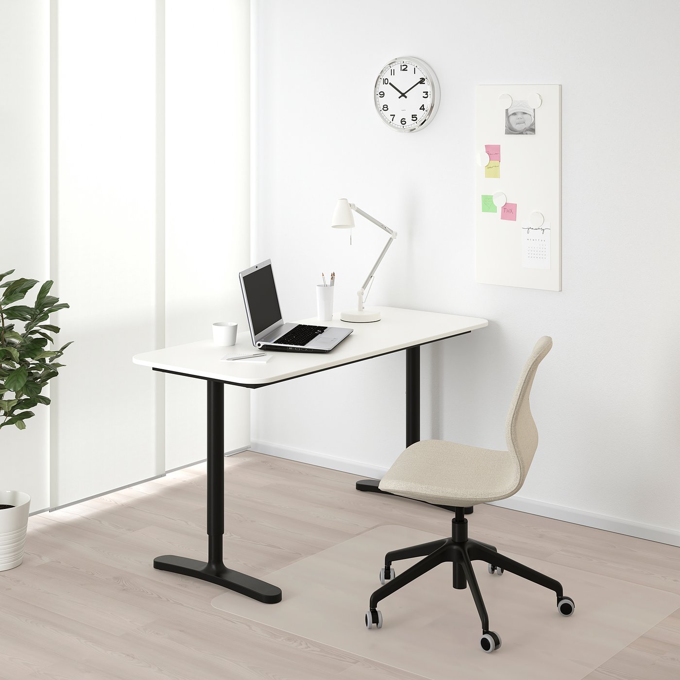 BEKANT Desk, white/black, 140x60 cm IKEA