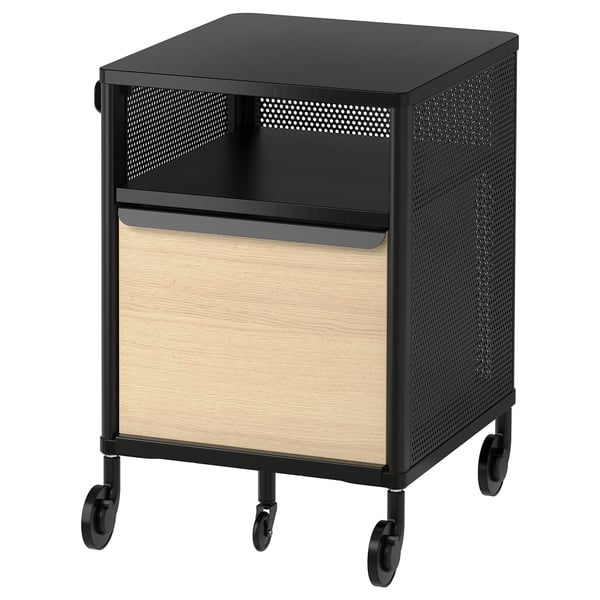 BEKANT Storage unit on castors, mesh black, 41x61 cm
