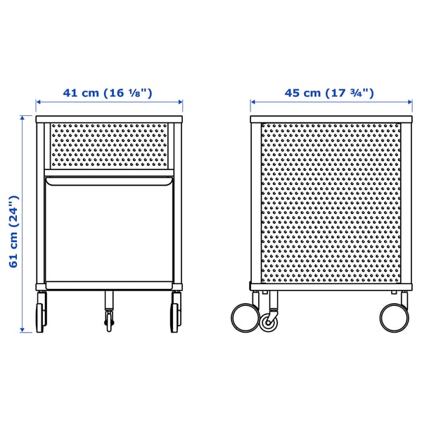 BEKANT Storage unit on castors, mesh black, 41x61 cm