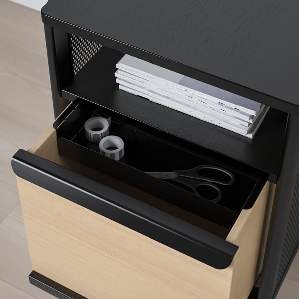 BEKANT Storage unit on castors, mesh black, 41x61 cm