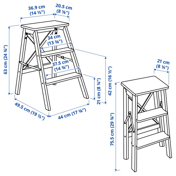 BEKVÄM Step stool, beech, 63 cm