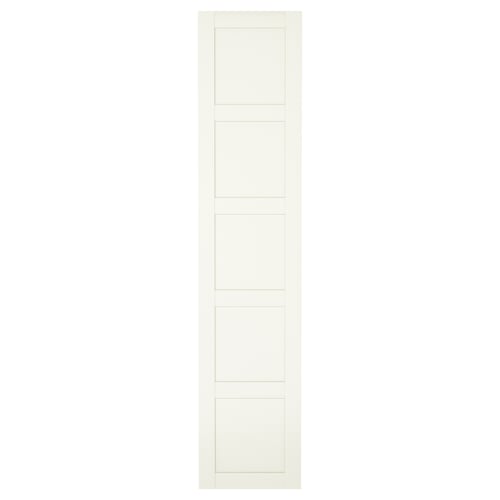 A white BERGSBO door with a four-panel design. Its made of fiberboard and has a modern, rectangular shape with a smooth finish.