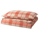 BESKSÖTEMAL Duvet cover and pillowcase, red-brown/check, 150x200/50x80 cm