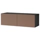 BESTÅ Shelf unit with doors, black-brown/Lappviken light grey-brown, 120x42x38 cm