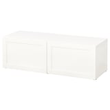 BESTÅ Shelf unit with doors, white/Hanviken white, 120x42x38 cm
