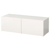 BESTÅ Shelf unit with doors, white/Selsviken high-gloss/white, 120x42x38 cm