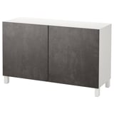 BESTÅ Storage combination with doors, white Kallviken/Stubbarp/dark grey concrete effect, 120x42x74 cm