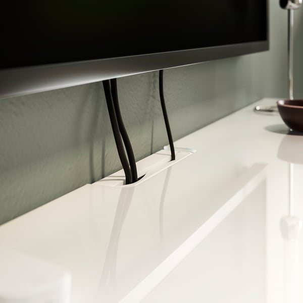BESTÅ Top panel for TV, glass/white, 120x40 cm