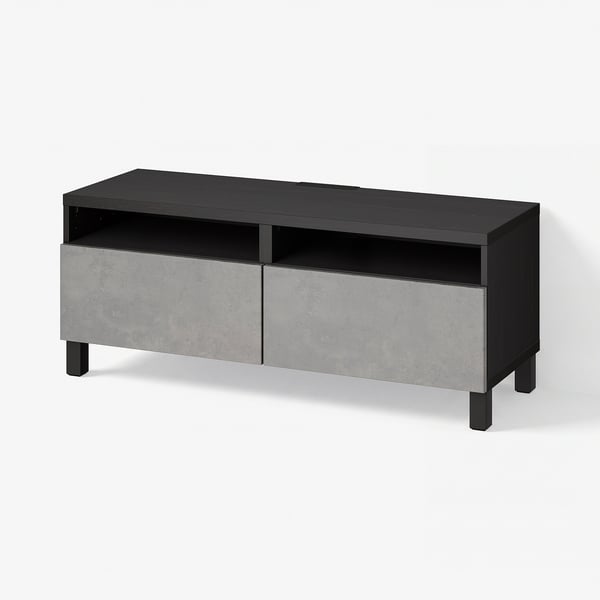 BESTÅ TV bench with drawers, black-brown/Kallviken/Stubbarp dark grey, 120x42x48 cm