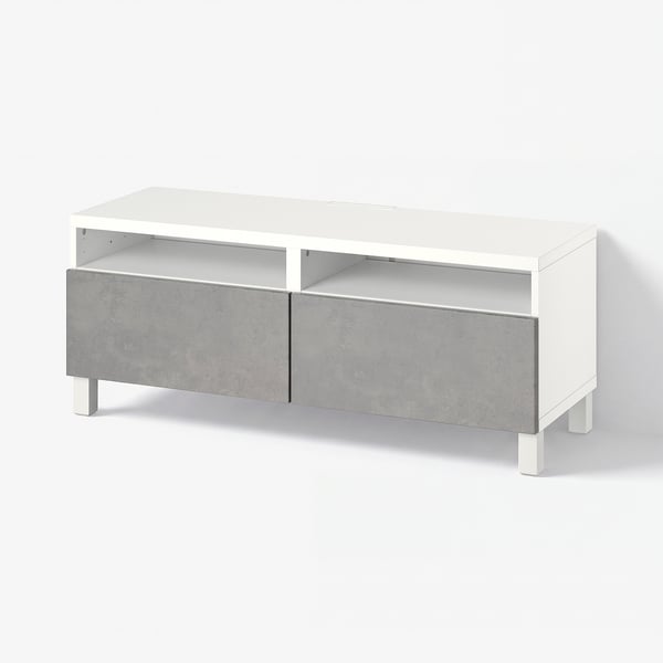 BESTÅ TV bench with drawers, white/Kallviken/Stubbarp dark grey, 120x42x48 cm