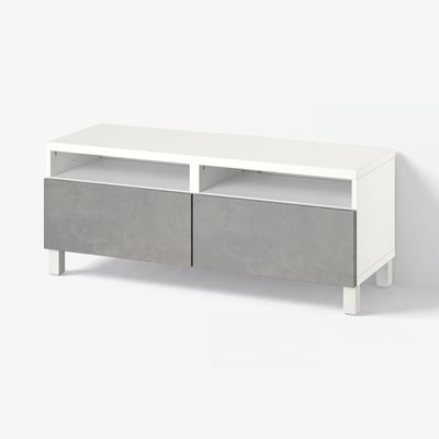 BESTÅ TV bench with drawers, white/Kallviken/Stubbarp dark grey, 120x42x48 cm