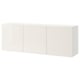 Option: BESTÅ Wall-mounted cabinet combination, white/Selsviken high-gloss/white, 180x42x64 cm