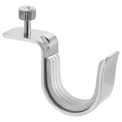 BETYDLIG nickel curtain rod holder with u-hook.