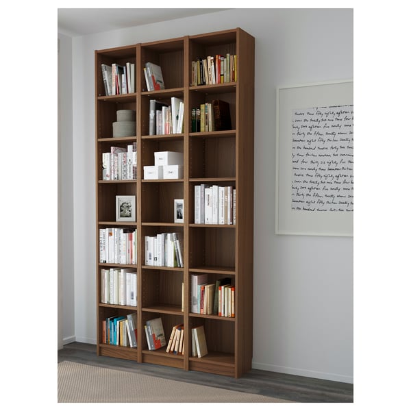 BILLY Bookcase, brown ash veneer, 120x28x237 cm IKEA