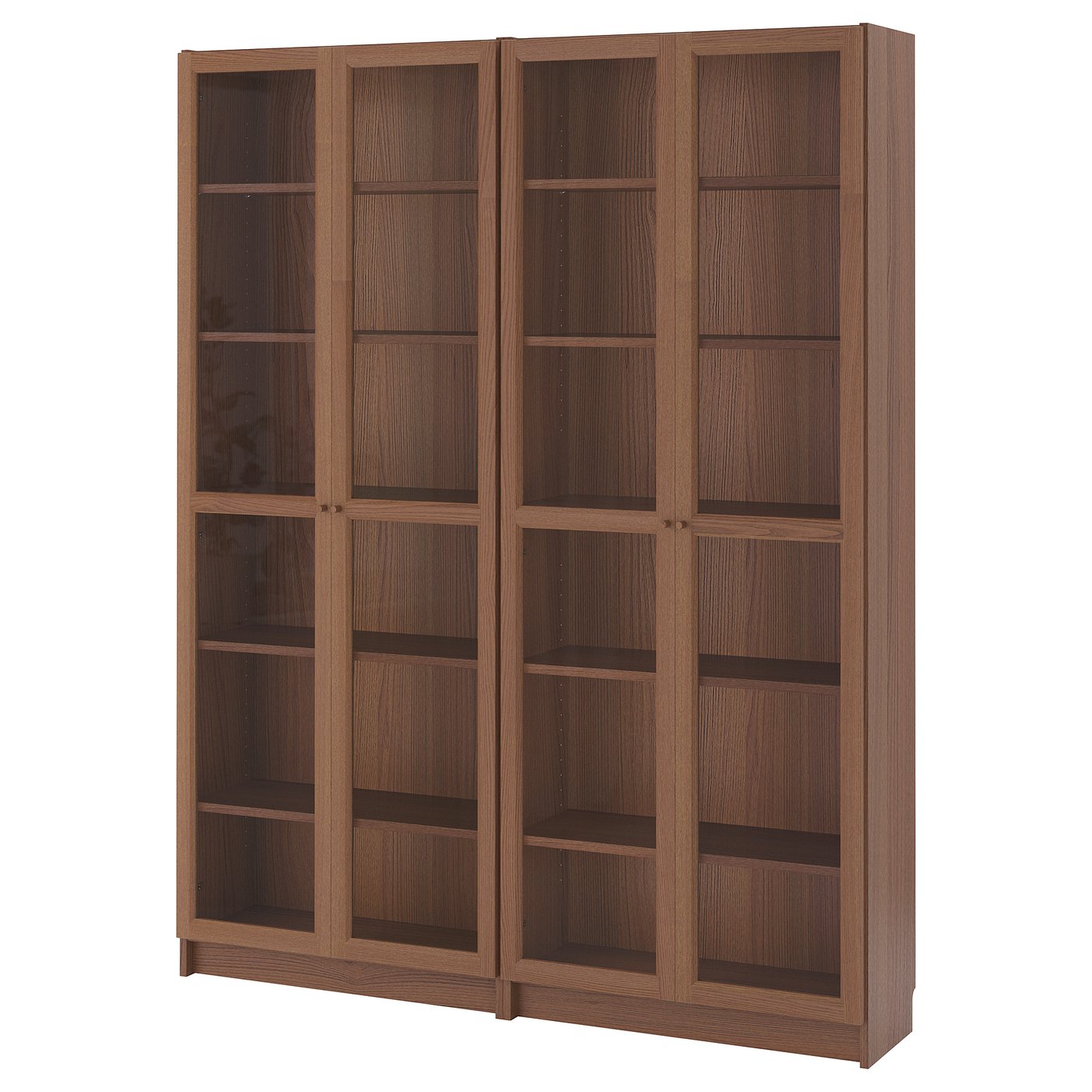 BILLY / OXBERG Bookcase, brown/ash veneer glass, 160x30x202 cm IKEA