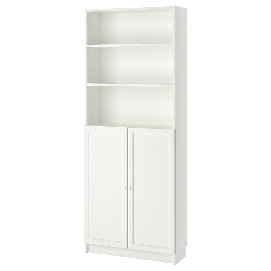 BILLY / OXBERG bookcase with doors, white, 80x30x202 cm IKEA