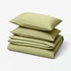 BJÖRKAL Duvet cover and 2 pillowcases, beige/green, 240x220/50x80 cm