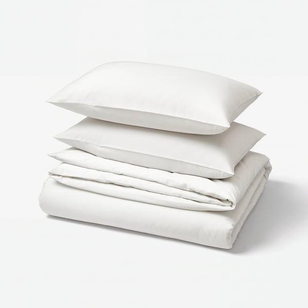 BJÖRKAL Duvet cover and 2 pillowcases, white, 240x220/50x80 cm