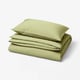 BJÖRKAL Duvet cover and pillowcase, beige/green, 150x200/50x80 cm