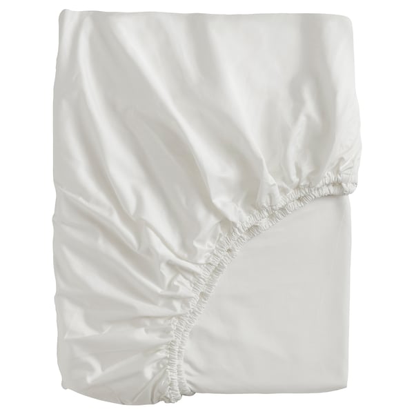 BJÖRKAL Fitted sheet, white, 140x200 cm