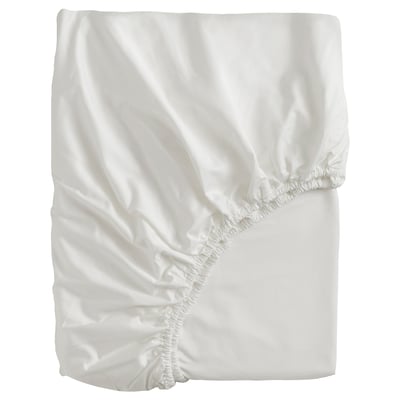 BJÖRKAL Fitted sheet, white, 90x200 cm