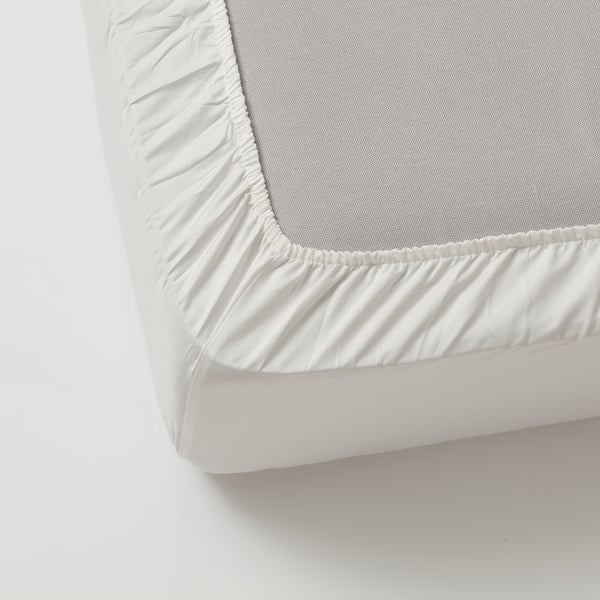 BJÖRKAL Fitted sheet, white, 140x200 cm