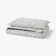 BJÖRKGRÅMAL Duvet cover and pillowcase, black white/dotted, 150x200/50x80 cm