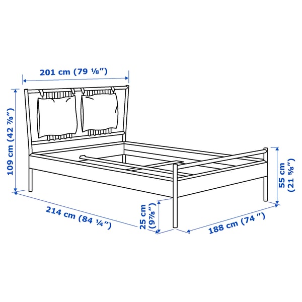 BJÖRKSNÄS Bed frame, birch/Leirsund, 180x200 cm