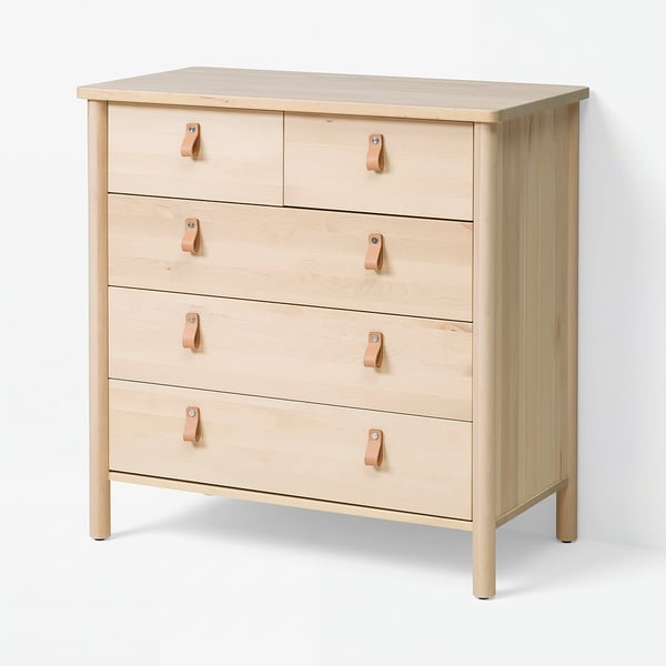 BJÖRKSNÄS Chest of 5 drawers, birch, 90x47x90 cm