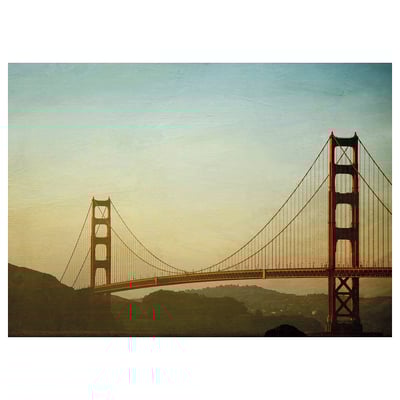 Golden gate bridge canvas print in warm tones for home decor.