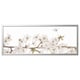 White cherry blossoms in modern silver frame. Rectangular panel design.